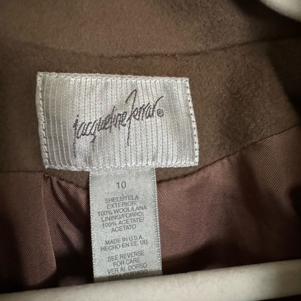 Vintage Classic Oversized Longline Wool Coat Sz 10 In Mocha Tan Color — image 6 of 7